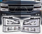 Chrome/Clear LED DRL Headlight Bumper Lamps For 03-07 Chevy Silverado Avalanche