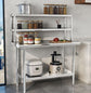 48" X 24" Work Table with 48" X 12" Shelf Stainless Steel Table with Overshelves for Home Kitchen Restaurant Garage Warehouse