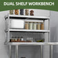 48" X 24" Work Table with 48" X 12" Shelf Stainless Steel Table with Overshelves for Home Kitchen Restaurant Garage Warehouse