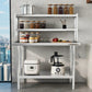 48" X 24" Work Table with 48" X 12" Shelf Stainless Steel Table with Overshelves for Home Kitchen Restaurant Garage Warehouse