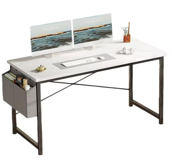Modern Minimalist Home Office Computer Desk with Side Storage Bag