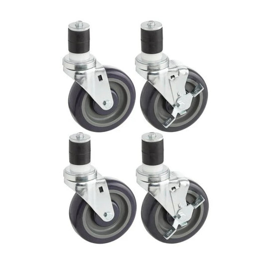 5" Heavy-Duty Zinc Swivel Stem Casters – Set of 4 for Work Tables & Equipment Stands