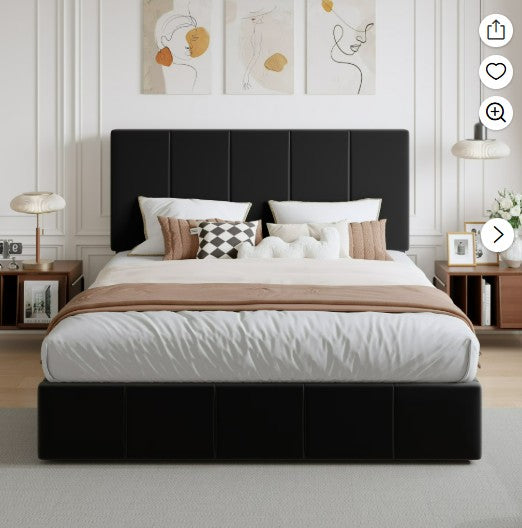 Queen Size Dutch Velvet Upholstered Platform Bed Frame with Vertical-Channel-Tufted Adjustable Headboard