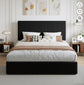 Queen Size Dutch Velvet Upholstered Platform Bed Frame with Vertical-Channel-Tufted Adjustable Headboard