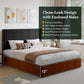 Queen Size Dutch Velvet Upholstered Platform Bed Frame with Vertical-Channel-Tufted Adjustable Headboard