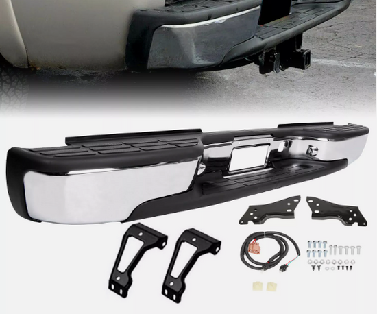 Complete Rear Bumper For 1999-2007 Chevy Silverado GMC Sierra 1500 Chrome Steel