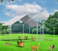 New Large Metal Chicken Coop Walk-in Poultry Cage Chicken Run House with Waterproof Cover