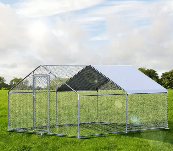 New Large Metal Chicken Coop Walk-in Poultry Cage Chicken Run House with Waterproof Cover