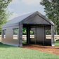 10x20ft Portable Garage Canopy Powder Coated Steel Frame, Heavy Duty, Roll-up Ventilated- Grey