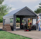 10x20ft Portable Garage Canopy Powder Coated Steel Frame, Heavy Duty, Roll-up Ventilated- Grey