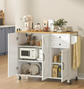 Rolling Kitchen Island On Wheels with Drop Leaf Countertop 2 Drawer Towel Rack and Spice Rack