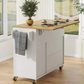 Rolling Kitchen Island On Wheels with Drop Leaf Countertop 2 Drawer Towel Rack and Spice Rack