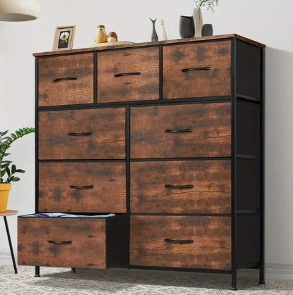Dresser For Bedroom With 9 Fabric Storage Drawer Organizer