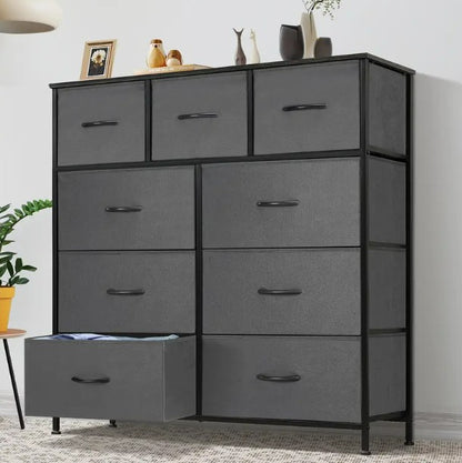 Dresser For Bedroom With 9 Fabric Storage Drawer Organizer