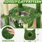 New 55" Cat Tree for with Green Leaves, Multi-Level Large Cat Tower with Hammock
