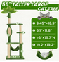 New 55" Cat Tree for with Green Leaves, Multi-Level Large Cat Tower with Hammock