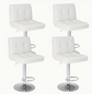 NEW! Set of 4 Leather Adjustable Swivel Bar Stools Dining chairs, Modern Barstools, White