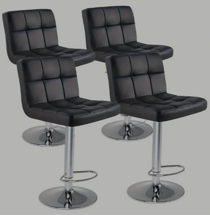 NEW! Set of 4 Leather Adjustable Swivel Bar Stools Dining chairs, Modern Barstools, White