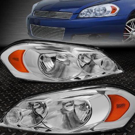 FOR 06-16 CHEVY IMPALA LIMITED CHROME HOUSING AMBER CORNER HEADLIGHT HEAD LAMPS
