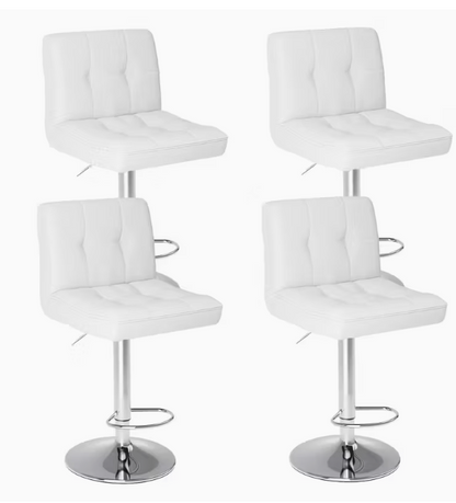Set of 4 Bar Stools Counter Height Bar Stools Adjustable Swivel Stool with Back PU Leather