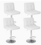 Set of 4 Bar Stools Counter Height Bar Stools Adjustable Swivel Stool with Back PU Leather