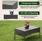 Patio Furniture Set Wicker 4 Pcs Outdoor Rattan Chair Tempered Glass Tabletop, Black