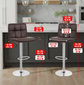 NEW! Set of 4 Leather Adjustable Swivel Bar Stools Dining chairs, Modern Barstools, White