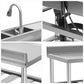Stainless Steel 2-Compartment Kitchen Sink with Workbench, Faucet & Pipe