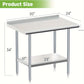 30"x24" Stainless Steel Kitchen Restaurant Work Prep Table with Backsplash