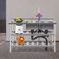 Stainless Steel 2-Compartment Kitchen Sink with Workbench, Faucet & Pipe
