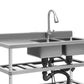 Stainless Steel 2-Compartment Kitchen Sink with Workbench, Faucet & Pipe