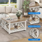 Square Farmhouse Coffee Table Vintage Look Center Table For Living Room
