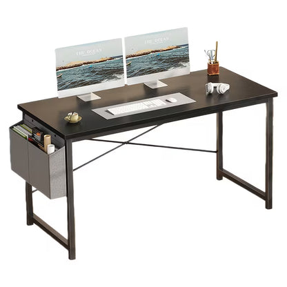Modern Minimalist Home Office Computer Desk with Side Storage Bag