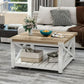 Square Farmhouse Coffee Table Vintage Look Center Table For Living Room