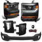 2016-2018 Silverado 1500 Black Amber Headlights & Fog lights Front Bumper Face Bar