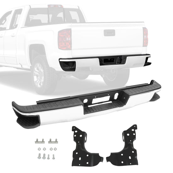Chrome Rear Bumper Assembly For 2014 2015 2016-2018 Chevy Silverado Sierra 1500
