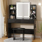 Vanity Desk Make up Table with Lighted Mirror Adjustable Brightness and Chair