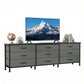 63” Wide Dresser with 9 Drawers Gray Modern Storage Cabinet TV Stand