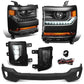 2016-2018 Silverado 1500 Black Amber Headlights & Fog lights Front Bumper Face Bar