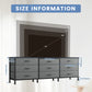 63” Wide Dresser with 9 Drawers Gray Modern Storage Cabinet TV Stand