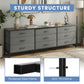 63” Wide Dresser with 9 Drawers Gray Modern Storage Cabinet TV Stand