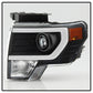 Black 2009-2014 Ford F150 Raptor LED Tube DRL Projector Headlights Headlamps