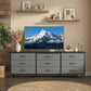 63” Wide Dresser with 9 Drawers Gray Modern Storage Cabinet TV Stand