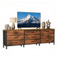 63” Wide Dresser with 9 Drawers Gray Modern Storage Cabinet TV Stand
