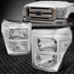 For 11-16 Ford F250-F550 Super Duty Chrome Headlights Clear Corner Signal Lamps