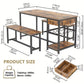 Dining Table Set for 4-6 with 2 Benches, Storage Drawer Shelf Wine Rack & Glass Holder