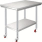 Stainless Steel Table with Casters 24 x 30 Inches NSF with Adjustable Shelf