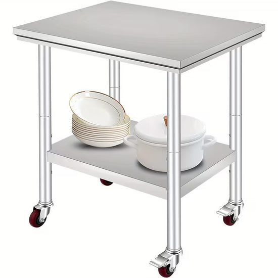 Stainless Steel Table with Casters 24 x 30 Inches NSF with Adjustable Shelf