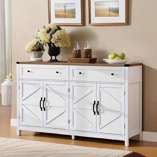 White Modern Buffet Cabinet – Versatile Spacious Sideboard for Kitchen, Dining & Living Room