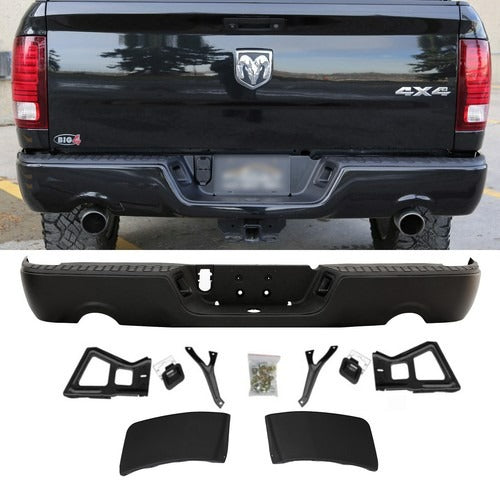 Black Rear Bumper Assy For 2009-2018 Dodge Ram 1500 Dual Exhaust w/o Sensor